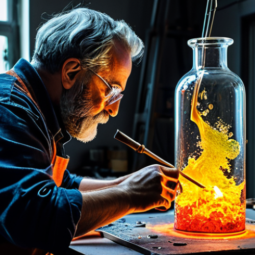 Home 19 The Alchemist of Color**
"A glass artist in a brightly lit studio, carefully adding metal oxides to molten glass, creating vibrant colors. Fully clothed, appropriate attire, safe for work, perfect anatomy, natural proportions, professional setting, well-formed hands, proper finger count, family-friendly, high resolution, detailed texture, dynamic lighting."
**